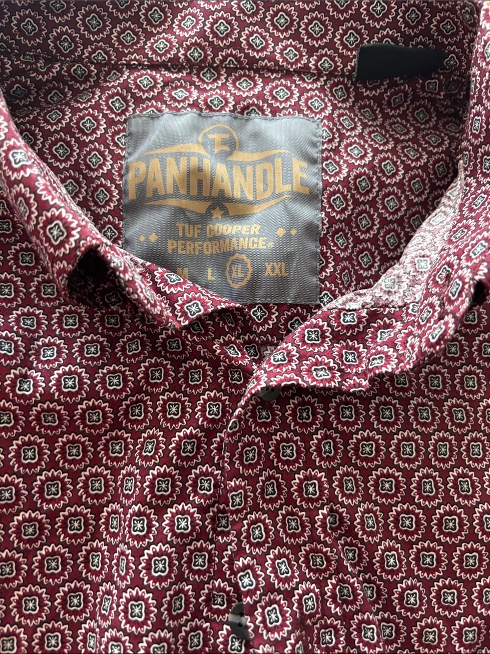 Panhandle Burgundy Geo-Print Performance Button-Down Shirt
